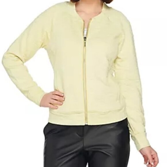 H by Halston Lightweight Stretch Textured Knit Zip Front Bomber Jacket Size 12 - Picture 10 of 10